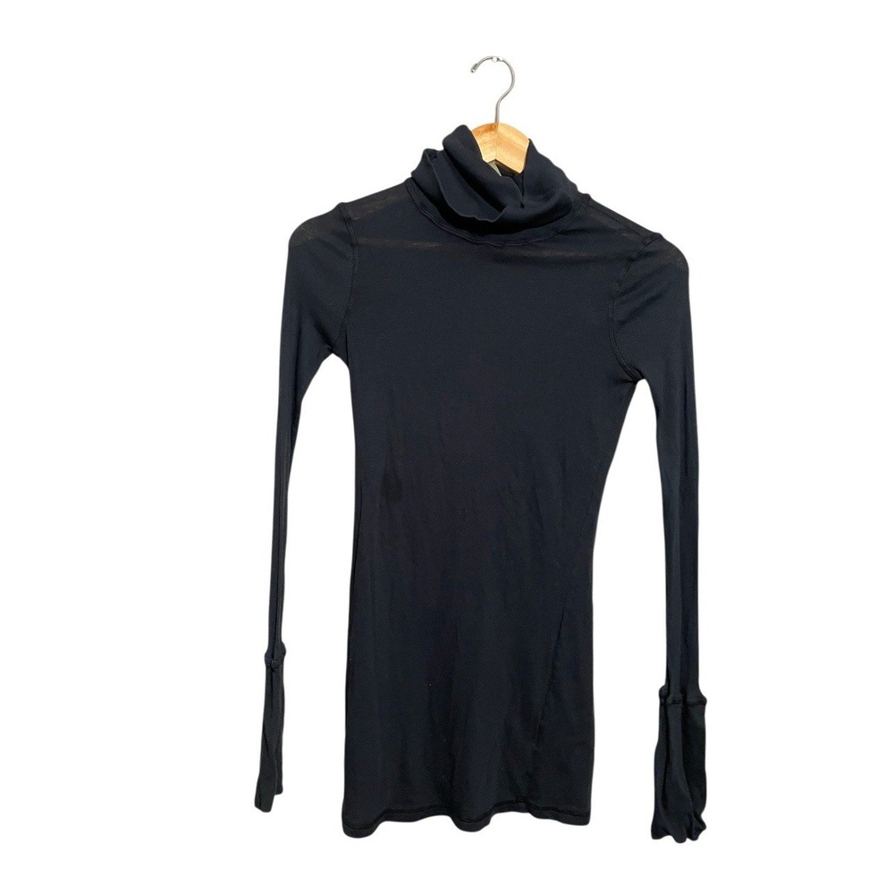 Love Yaya Cotton Cashmere Turtleneck Top Women's 2 Long‎ Sleeve Black